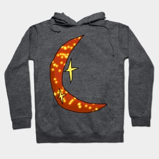 Crescent Orange Sparkly Moon Hoodie